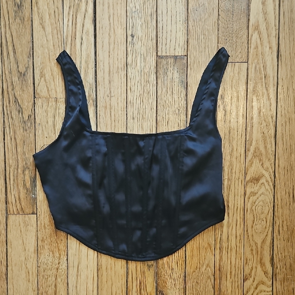 Missguided Black Bustier Tank Top Crop